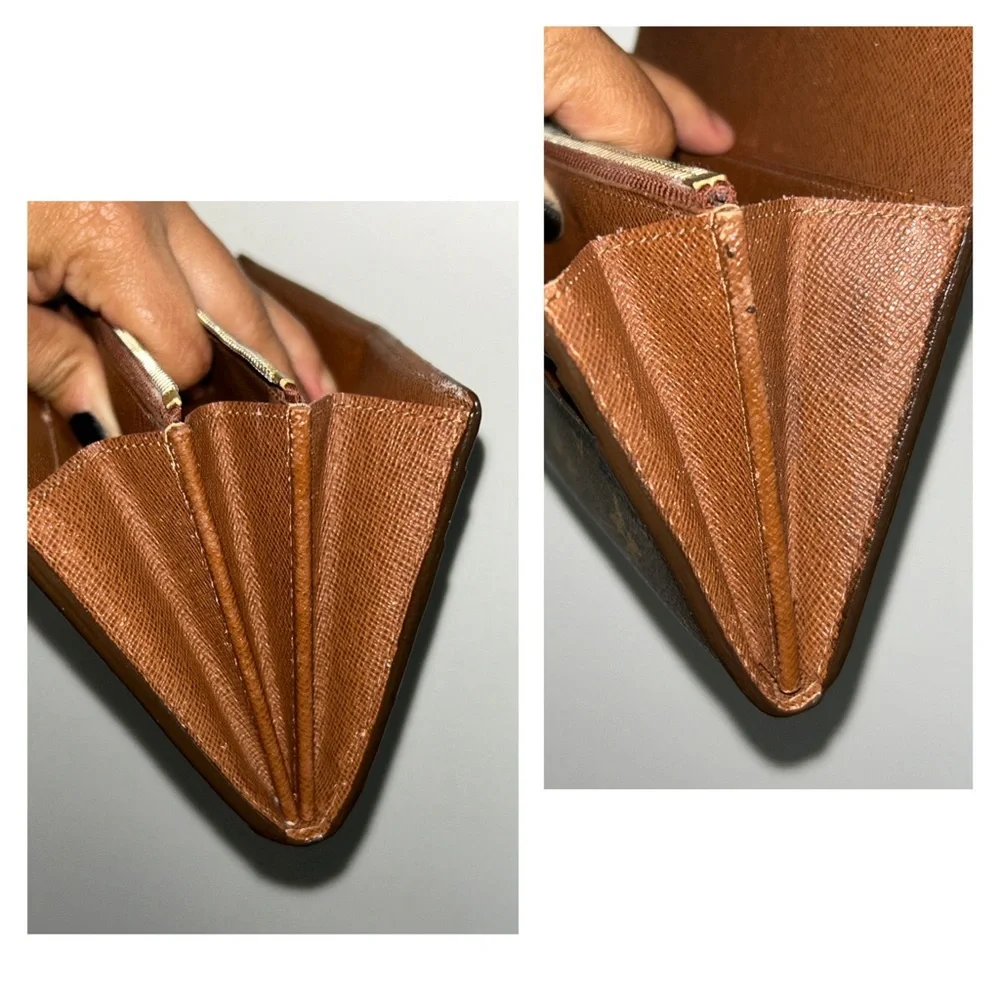 LOUIS VUITTON Coated Canvas Monogram Sarah Women’s Long Wallet Brown Authentic